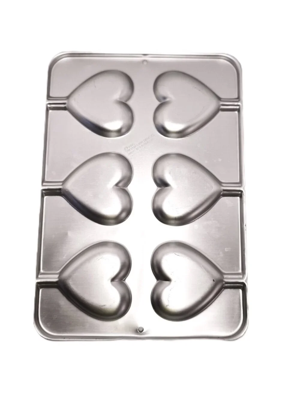 Vintage Wilton 6 Heart Cookie Pan Chocolate Stick 2105-8104 1995 Valentines 3.5